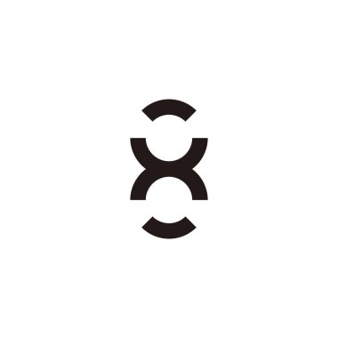 H harfi numara 8, daire geometrik sembol basit logo vektörü