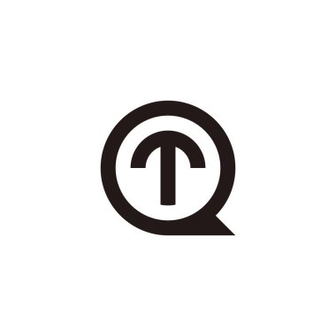 Letter T in Q, circle geometric symbol simple logo vector