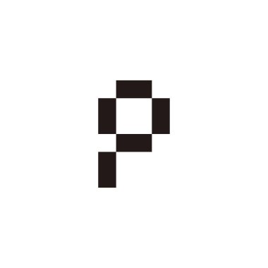Letter P pixel geometric symbol simple logo vector