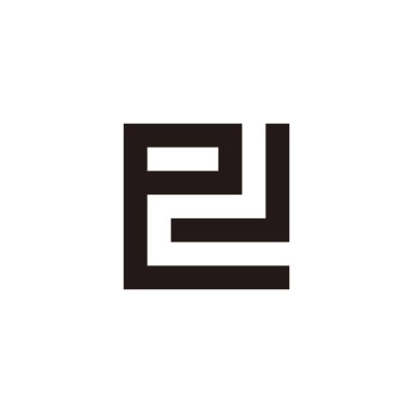 Letter e and J square geometric symbol simple logo vector