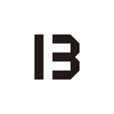 B harfi, 13 numara geometrik basit sembol logo vektörü