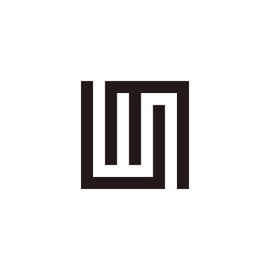 Harf L ve m kare, çizgi geometrik basit sembol logo vektörü