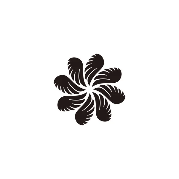 Flor Asas Arredondado Geométrico Símbolo Simples Logotipo Vetor —  Vetores de Stock