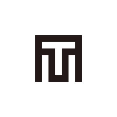 T harfi ana hatları ve M geometrik sembolü basit logo vektörü