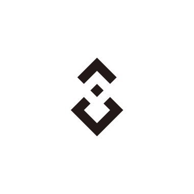 U harfi numara 8 kare geometrik basit sembol logo vektörü