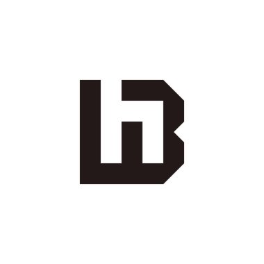 Harf h şekilli B kare geometrik basit sembol logo vektörü