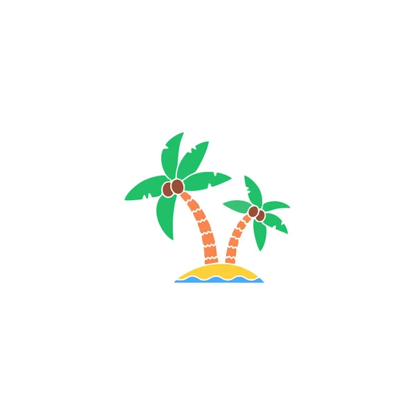 Ada Hindistan Cevizi Ağacı Illüstrasyon Geometrik Basit Logo Vektörü — Stok Vektör
