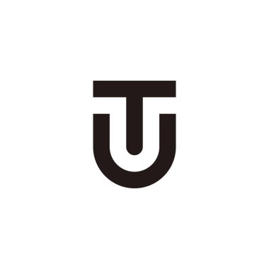 T harfi ve U kalkanı geometrik sembolü basit logo vektörü