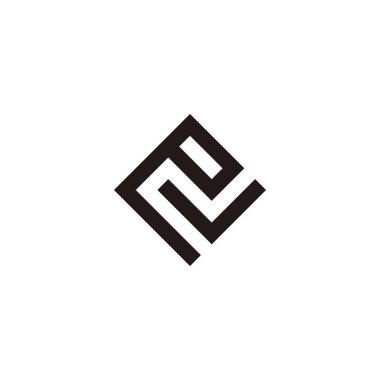 E harfi, N ve V kare geometrik sembol basit logo vektörü