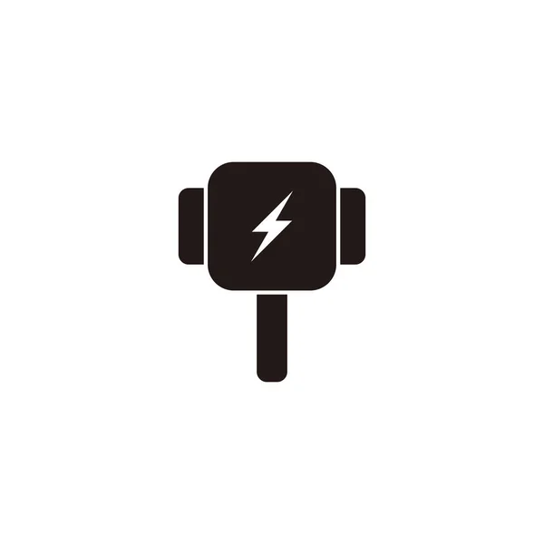 Hamer Bliksem Energie Geometrisch Symbool Eenvoudige Logo Vector — Stockvector