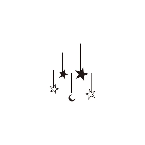 Estrellas Media Luna Ramadán Símbolo Geométrico Simple Logo Vector — Archivo Imágenes Vectoriales