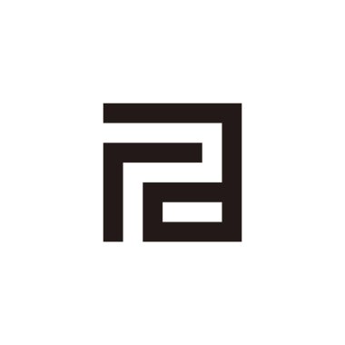 R harfi, p ve kare geometrik basit sembol logo vektörü
