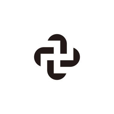 L harfi yuvarlanmış, geometrik sembol basit logo vektörü