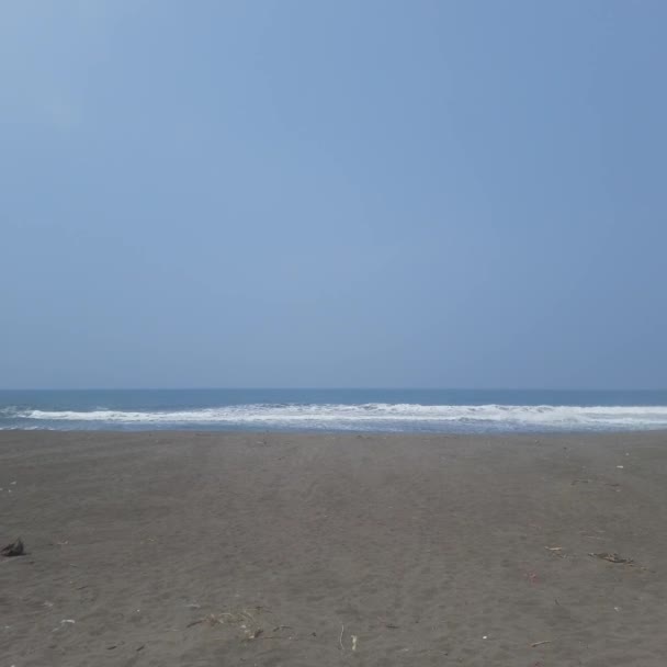 Spiaggia Onde Cielo Sabbia Marrone Sfondo Natura — Video Stock