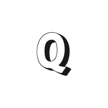 Q harfi 3d geometrik sembol basit logo vektörü
