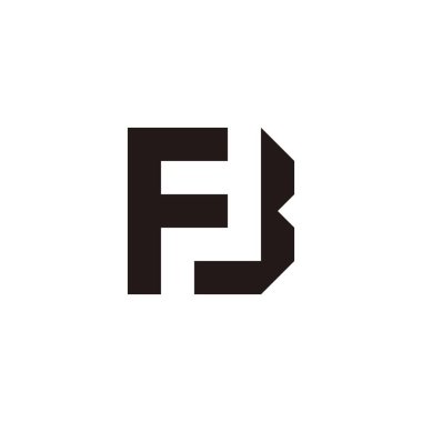 F harfi, B ve J kare geometrik sembol basit logo vektörü