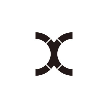 X harfi çift çizgi geometrik sembol basit logo vektörü