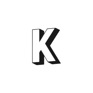 K 3d harfi geometrik sembol basit logo vektörü