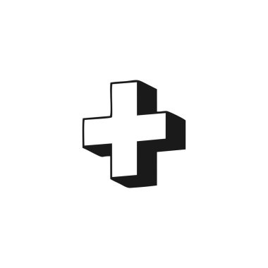 Artı, 3 boyutlu geometrik sembol basit logo vektörü