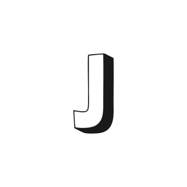 J harfi 3d geometrik sembol basit logo vektörü