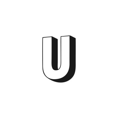 U harfi 3d geometrik sembol basit logo vektörü