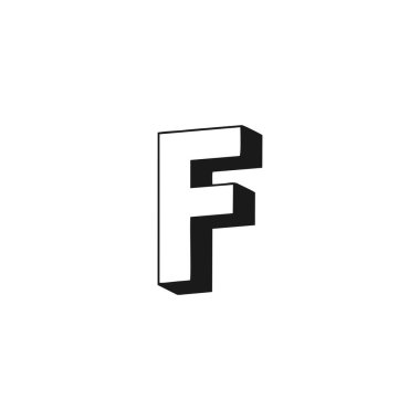 F harfi 3d geometrik sembol basit logo vektörü