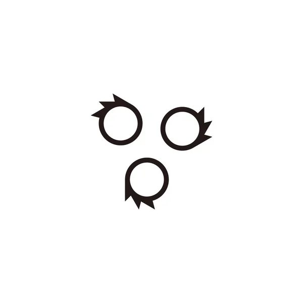 Três Círculos Símbolo Geométrico Arredondado Vetor Logotipo Simples — Vetor de Stock