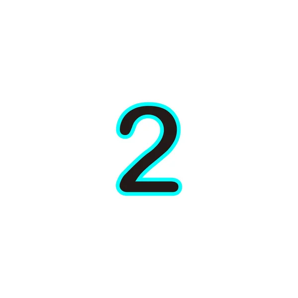 2番ネオン 青の幾何学的なシンボルシンプルなロゴベクトル — ストックベクタ
