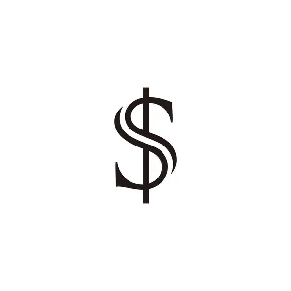 Dolar Čáry Geometrický Symbol Jednoduchý Vektor Loga — Stockový vektor