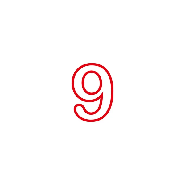Numero Lineare Simbolo Geometrico Rosso Semplice Logo Vettoriale — Vettoriale Stock
