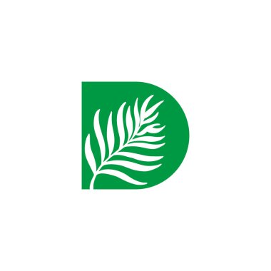 D harfi yaprağı, geometrik sembol basit logo vektörü