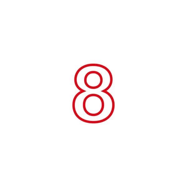 Ligne Numéro Néon Rouge Symbole Géométrique Simple Logo Vecteur — Image vectorielle