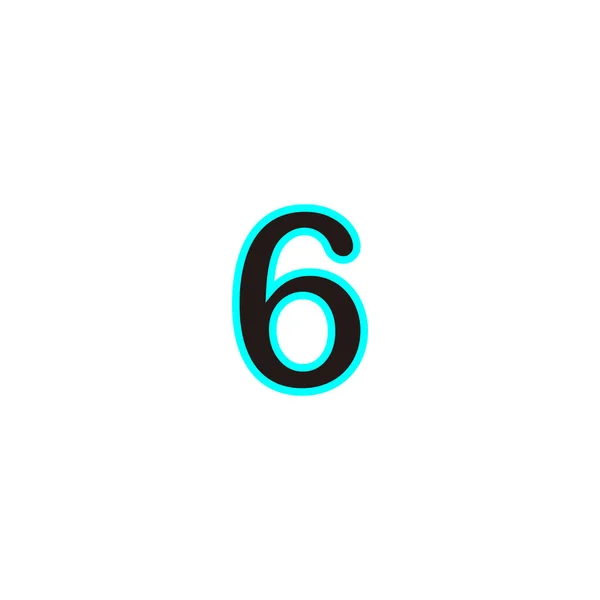 6号霓虹灯蓝色几何符号简单标识矢量 — 图库矢量图片