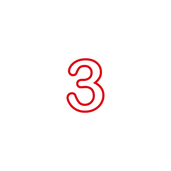 Número Líneas Rojas Símbolo Geométrico Simple Logo Vector — Vector de stock