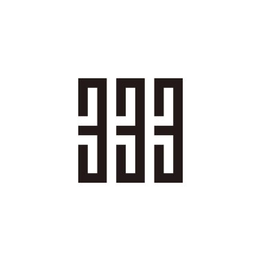 333 numara, dikdörtgen geometrik sembol basit logo vektörü