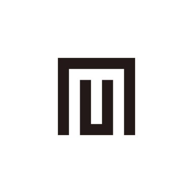 N kare geometrik sembolde U harfi basit logo vektörü