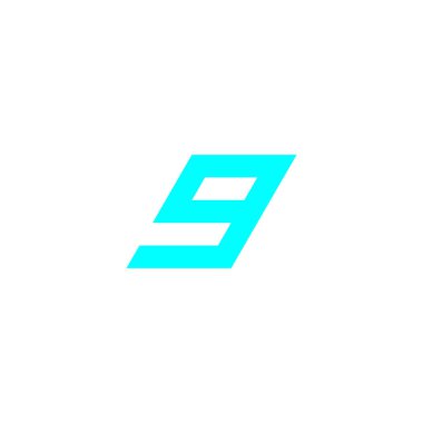 9 numara mavi, modern geometrik sembol basit logo vektörü