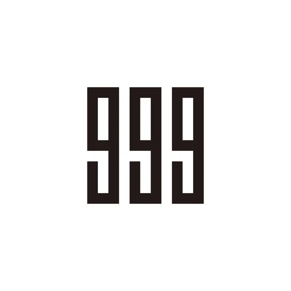 Nummer 999 Fyrkantig Geometrisk Symbol Enkel Logotyp Vektor — Stock vektor