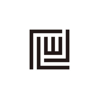 R, L, W ve J kare geometrik sembolü basit logo vektörü