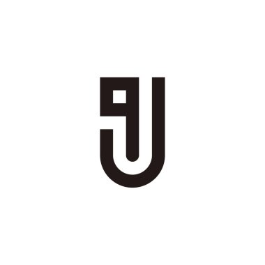 Harf q ve J kalkanı geometrik sembol basit logo vektörü