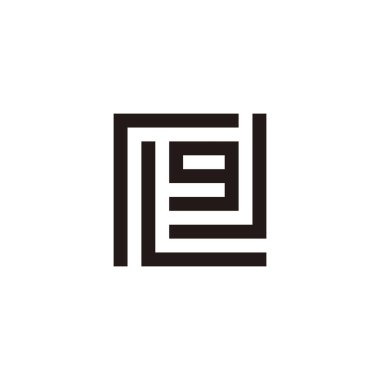 R, L, g ve J kare geometrik sembolü basit logo vektörü