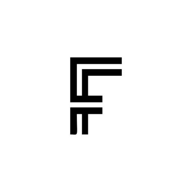 F harfi çizgileri, kare geometrik sembol basit logo vektörü