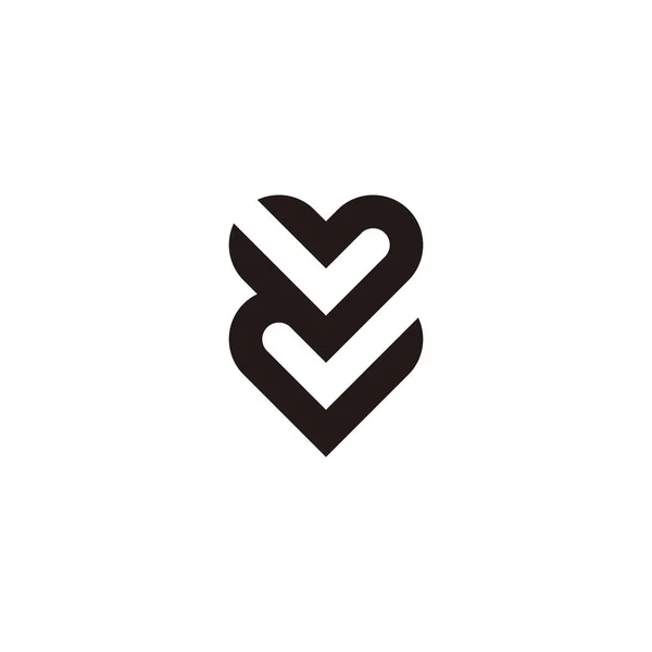 Letra Dois Corações Símbolo Geométrico Vetor Logotipo Simples —  Vetores de Stock