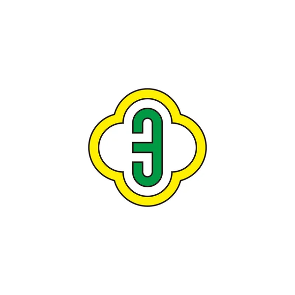 Número Delinear Símbolo Geométrico Vetor Logotipo Simples — Vetor de Stock