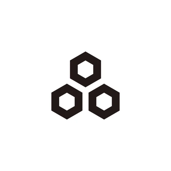 Drie Zeshoekige Letters Geometrische Symbool Eenvoudige Logo Vector — Stockvector