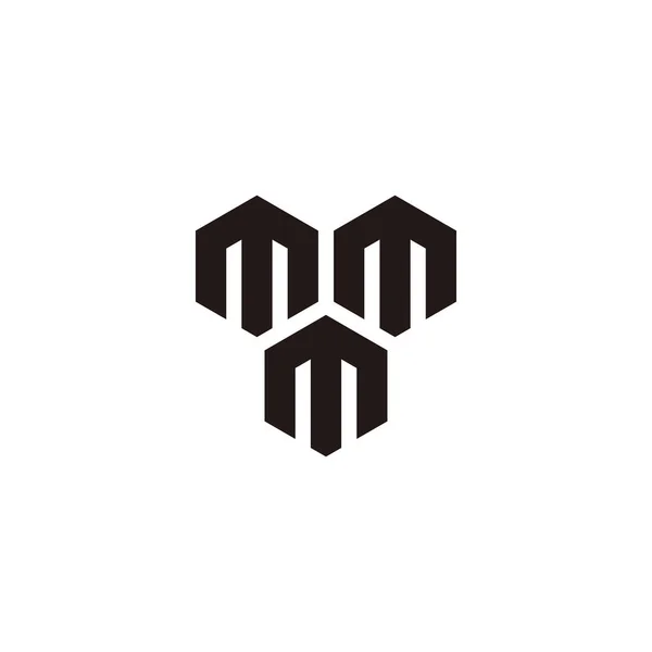 Três Letras Hexágonos Símbolo Geométrico Vetor Logotipo Simples — Vetor de Stock