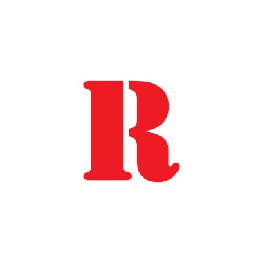 R harfi kırmızı geometrik sembol basit logo vektörü