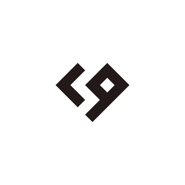 Bokstaven Och Hjärta Fyrkantig Geometrisk Symbol Enkel Logotyp Vektor — Stock vektor