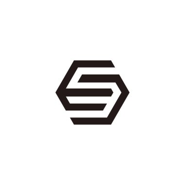S altıgen geometrik semboldeki E harfi basit logo vektörü