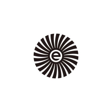 Güneşte e harfi, daire geometrik sembol basit logo vektörü